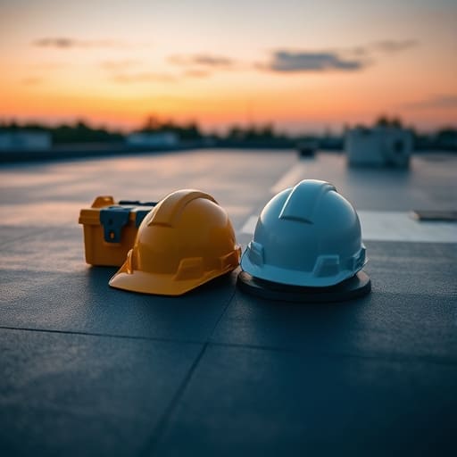 helments on the flat roof